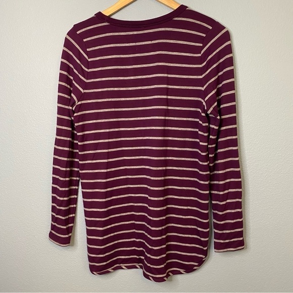 Market & Spruce Plum Purple Striped Long Sleeve Top Size M - Picture 2 of 6